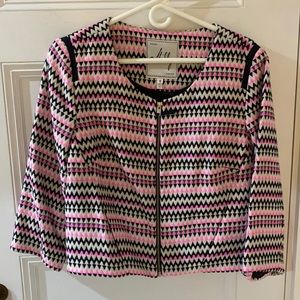 NWT Milly pink, black, white zigzag jacket